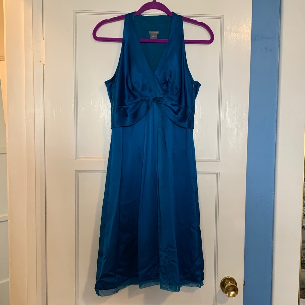 Ann Taylor Petrol Blue Silk Dress